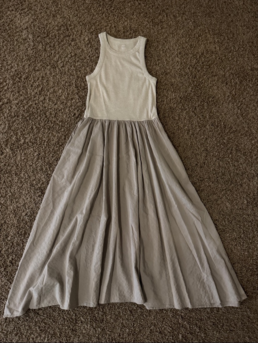 aerie Cream Tank Top with Light Gray Maxi Skirt Dress